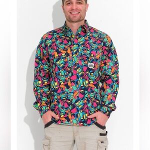 TRADEMUTT Australia MENS VENTURA HALF BUTTON WORKSHIRT XL